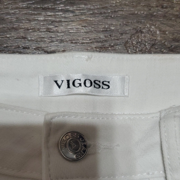 Vigoss White Jean Matley Shorts High-Waisted Frayed Hem - Picture 2 of 9